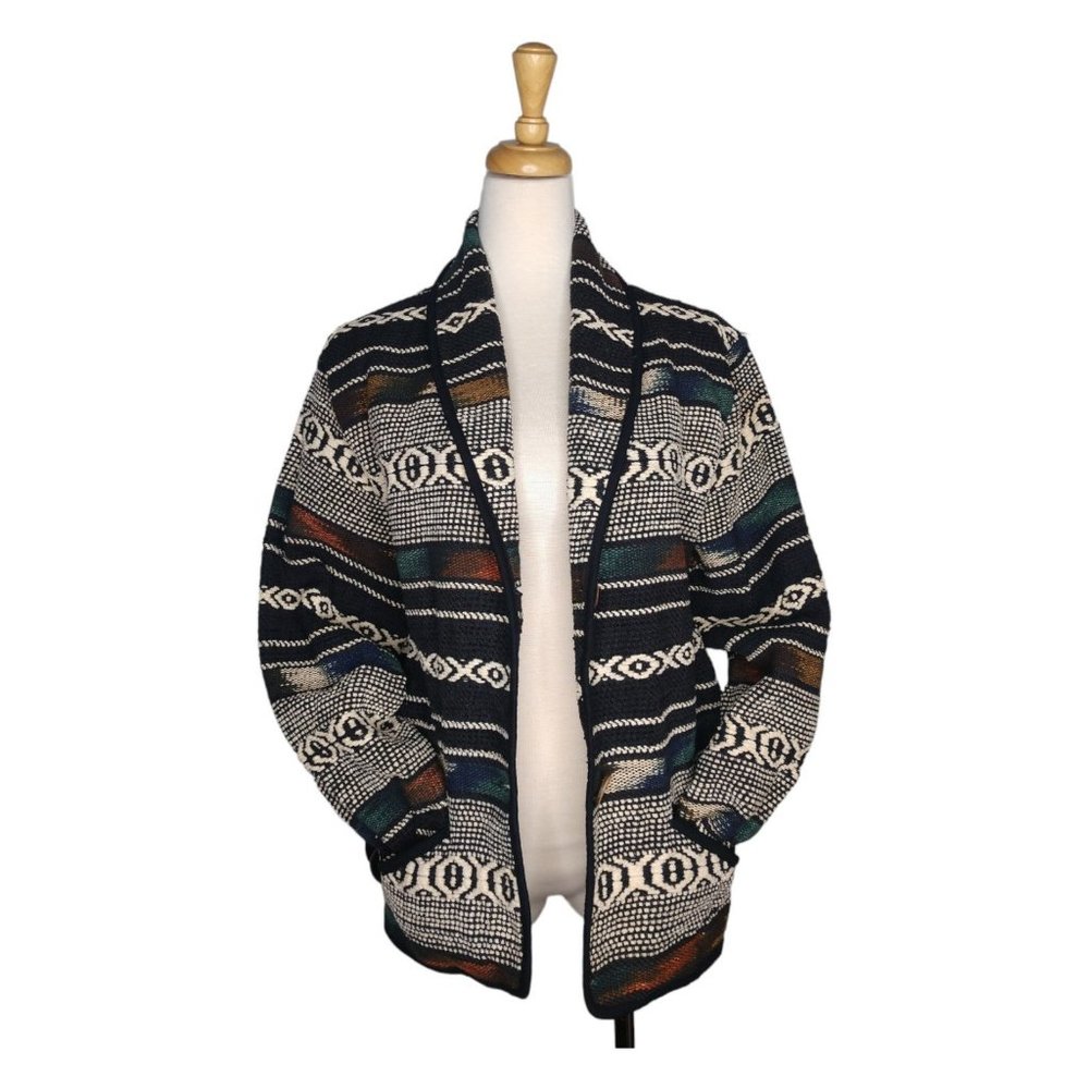 100% Cotton Tapestry Jacket Size M Shawl Collar Carpet Coat